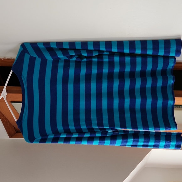 Eddie Bauer long-sleeve shirt, size medium. Dark and light blue stripes. - Picture 3 of 4